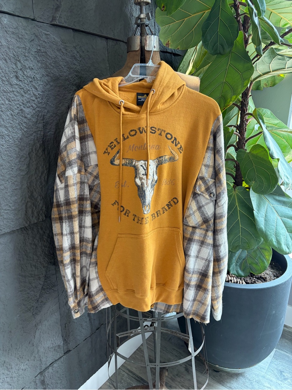 NOT PERFECT Mustard Hooded Shirt Jacket - Yellow Plaid